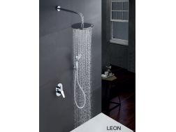 Ingebouwde douche, mengkraan en ronde knop Ø25 cm - LEON CHROME