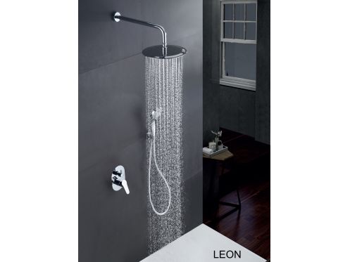 Douche encastrable, mitigeur et pommeau rond 25 cm - LEON CHROME