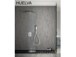 Ingebouwde douche, mengkraan en knop 25 x 25 - HUELVA CHROME