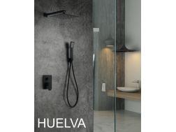 Douche encastrable, Noir matt mitigeur et pommeau 25 x 25 - HUELVA NOIR