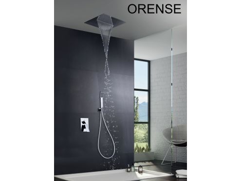 Douche encastrable, mitigeur et plafonnier avec cascade - ORENSE CHROME