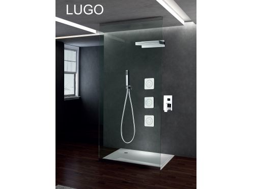 Wbudowany prysznic, bateria umywalkowa, wodospad i dysze do masażu - LUGO CHROME