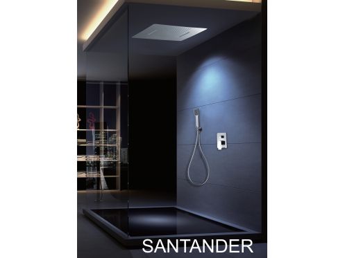 Wbudowany prysznic, bateria umywalkowa i lampa sufitowa z wodospadem, deszczem i mikro deszczem - SANTANDER CHROME