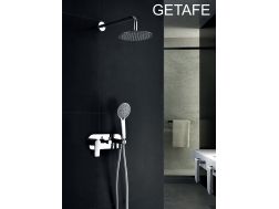 Ingebouwde douche, mengkraan en ronde knop Ã25 cm - GETAFE CHROME