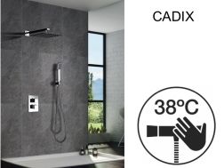 Indbygget brusebad, termostat og regnbrusehoved 25 x 25 - CADIX CHROME