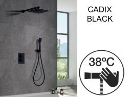 Douche encastrable, thermostatique et pommeau pluie de douche 25 x 25 - CADIX NOIR