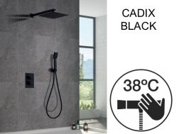 Indbygget brusebad, termostat og regnbrusehoved 25 x 25 - CADIX BLACK