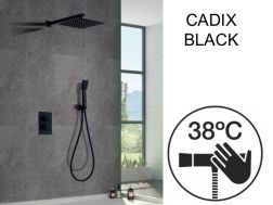 Wbudowana gÅ‚owica prysznicowa, termostatyczna i deszczowa 25 x 25 - CADIX BLACK