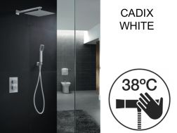 Douche encastrable, thermostatique et pommeau pluie de douche 25 x 25 - CADIX Blanc