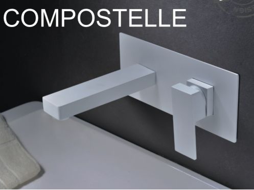 Robinet mural encastr, mitigeur, longueur 175 mm - COMPOSTELLE BLANC