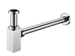 Siphon lavabo carré en laiton chrome