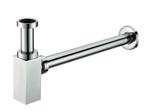 Square brass basin trap chrome