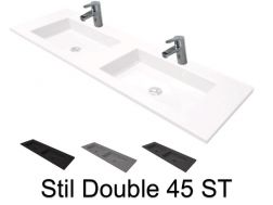 Plan vasque double, 50 x 160 cm, suspendue ou à encastrer, en résine minérale - DOUBLE STIL 45 ST