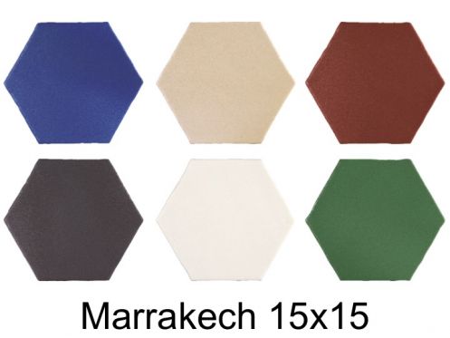 MARRAKECH 15x15 cm - SzeÅ›ciokÄ…tne pÅ‚ytki podÅ‚ogowe i Å›cienne, styl orientalny, mauretaÅ„ski