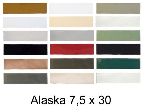 ALASKA 7,5 x 30 cm - Carrelage mural, rectangle rustique, brillant