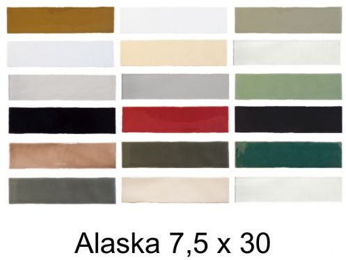 ALASKA 7,5x30 cm - VÃ¦gfliser, rustikt rektangel, skinnende