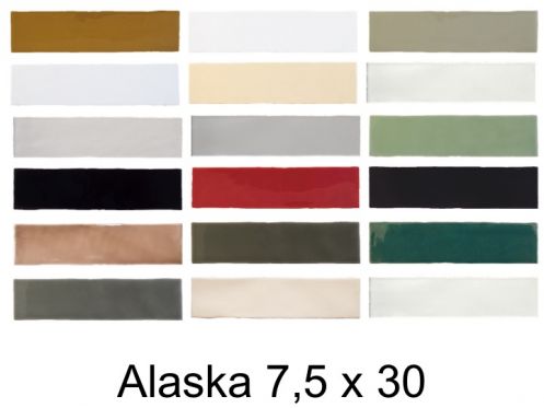 ALASKA 7,5x30 cm - Wandtegels, rustieke rechthoek, glanzend