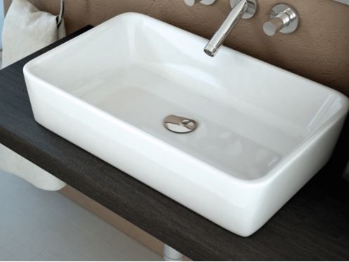 Vasque lavabo 580 x 380 mm, en c�ramique blanc - KEOPS