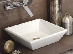 Vasque lavabo 420 x 420 mm, en céramique blanc - RODAS