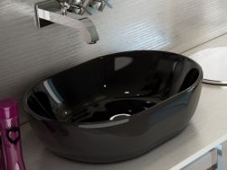 Vasque lavabo, 480 x 340 mm, en céramique noir - MONACO 48 NOIR