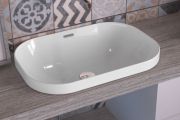 Vasque lavabo, 600 x 400 mm, en céramique blanc, semi encastré - QUEBEC