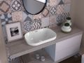 Vasque lavabo, 600 x 400 mm, en c�ramique blanc, semi encastr� - QUEBEC