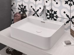 Vasque lavabo, 500 x 420 mm, en céramique blanc - SIL