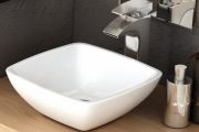 Vasque lavabo, 300 x 300 mm, en céramique blanc - AURE