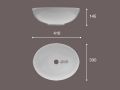 Vasque lavabo, 410 x 330 mm, en c�ramique blanc - OVAL
