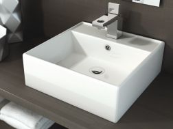 Vasque lavabo, 410 x 410 mm, en céramique blanc - LIBRA