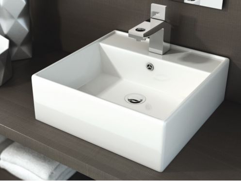 Vasque lavabo, 410 x 410 mm, en c�ramique blanc - LIBRA