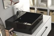Vasque lavabo, 410 x 410 mm, en céramique noir - LIBRA