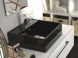 Vasque lavabo, 410 x 410 mm, en céramique noir - LIBRA