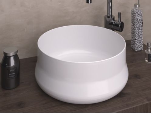Vasque lavabo, � 400 mm, en c�ramique blanc - GENIL