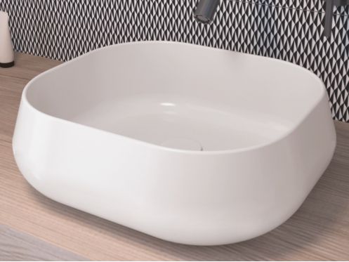 Vasque lavabo 450 x 400 mm, en c�ramique blanc - LENA
