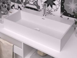 Vasque lavabo, 750 x 420 mm, en céramique blanc - GEMINI