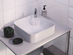 Vasque lavabo, 425 x 425 mm, en céramique blanc - YELTES