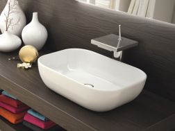 Vasque lavabo, 455 x 320 mm, en céramique fine blanc - HORUS