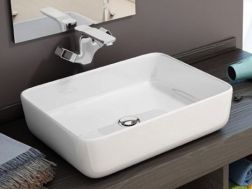 Vasque lavabo, 500 x 400 mm, en céramique fine blanc - IRIS