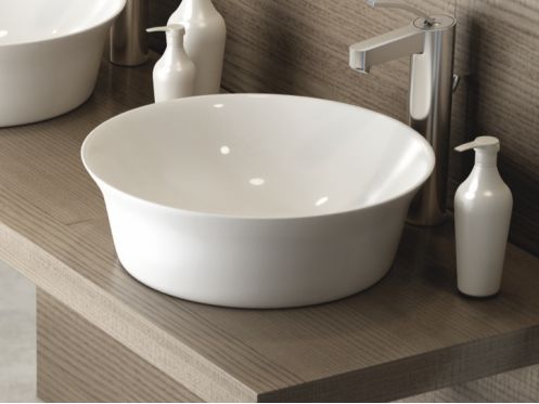 Vasque lavabo � 420 mm, en c�ramique fine blanc - AJAX