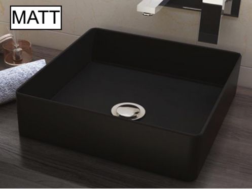 Vasque lavabo, 365 x 365 mm, en c�ramique fine noir - SATET BLACK MATT