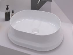 Vasque lavabo, 570 x 420 mm, en céramique fine blanc - CINCA