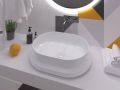 Vasque lavabo, 570 x 420 mm, en c�ramique fine blanc - CINCA