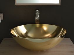 Vasque lavabo Ø 400 mm, en céramique décorée - BOL GOLD