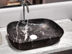 Vasque lavabo 460 x 325 mm, en céramique décorée - ORTA BLACK