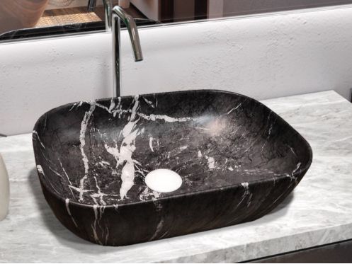 Vasque lavabo 460 x 325 mm, en c�ramique d�cor�e - ORTA BLACK