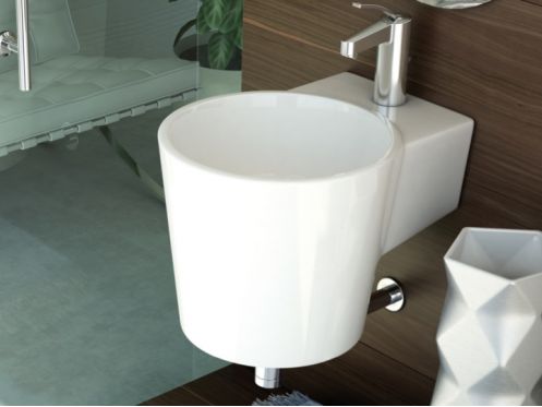 Vasque lavabo 470 x 390 mm, en cramique, suspendu - ADONIA