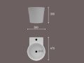 Vasque lavabo 470 x 390 mm, en cramique, suspendu - ADONIA