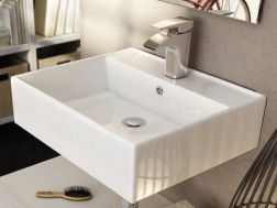 Vasque lavabo 410 x 410 mm, en céramique, suspendu - LIBRA
