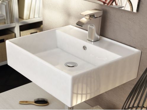 Vasque lavabo 410 x 410 mm, en cramique, suspendu - LIBRA